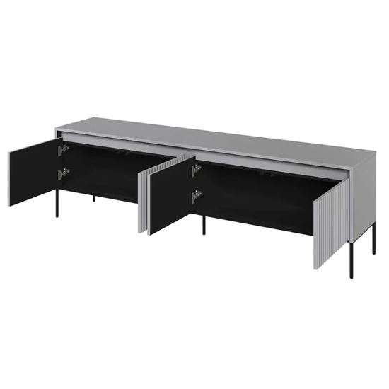 Trier Wooden TV Stand Large With 4 Doors In Matt Grey