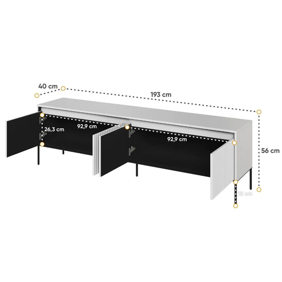 Trier Wooden TV Stand Large With 4 Doors In Matt White