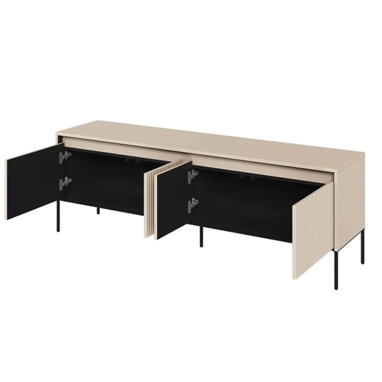 Trier Wooden TV Stand Small With 4 Doors In Beige