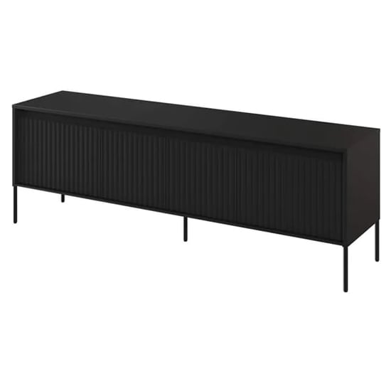 Product photograph of Trier Wooden Tv Stand Small With 4 Doors In Matt Black from Furniture in Fashion