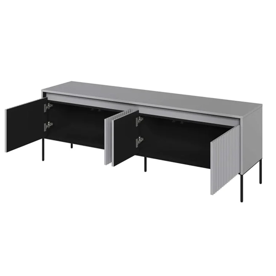 Trier Wooden TV Stand Small With 4 Doors In Matt Grey