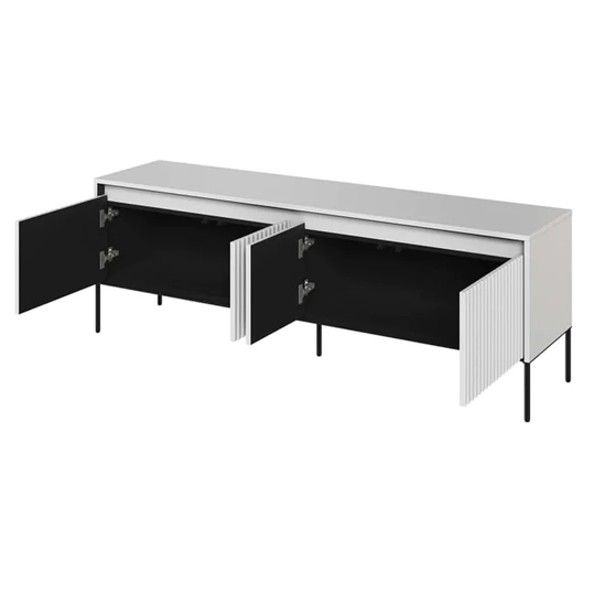Trier Wooden TV Stand Small With 4 Doors In Matt White