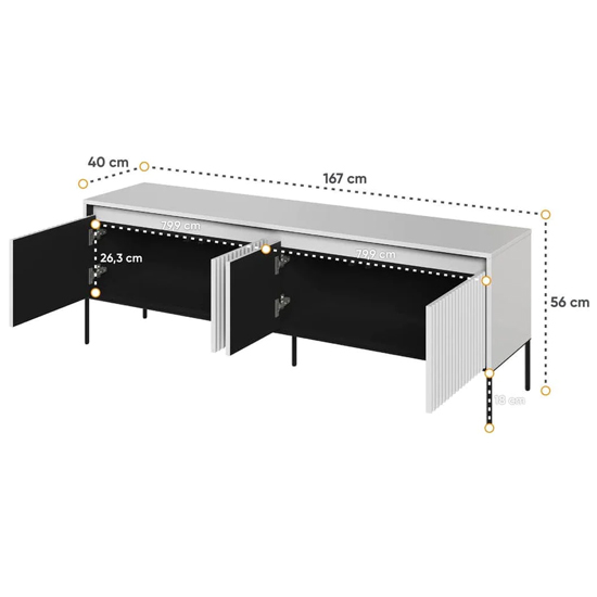 Trier Wooden TV Stand Small With 4 Doors In Matt White