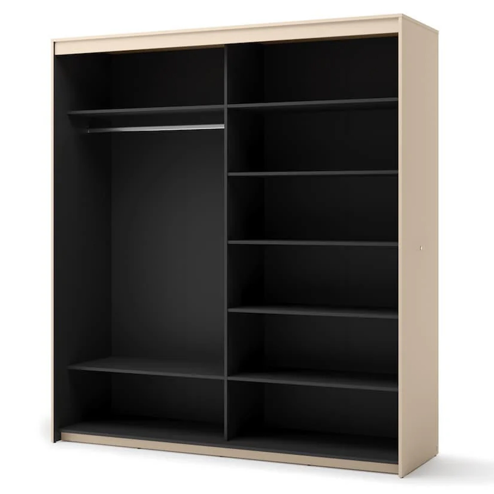 Trier Wooden Wardrobe With 2 Sliding Doors In Beige And LED