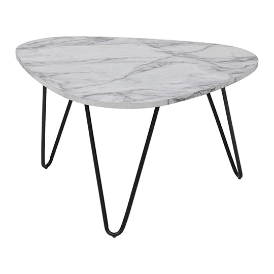 Photo of Treman coffee table in marble effect with black legs