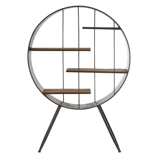 Trigona Natural Wooden Bookcase With Black Metal Frame