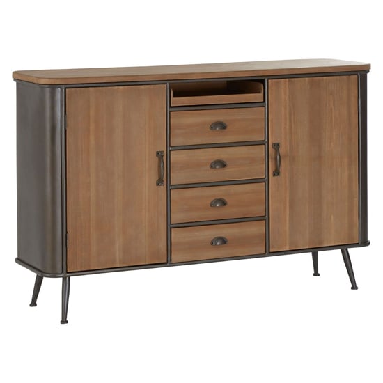 Photo of Trigona natural wooden sideboard with black metal frame