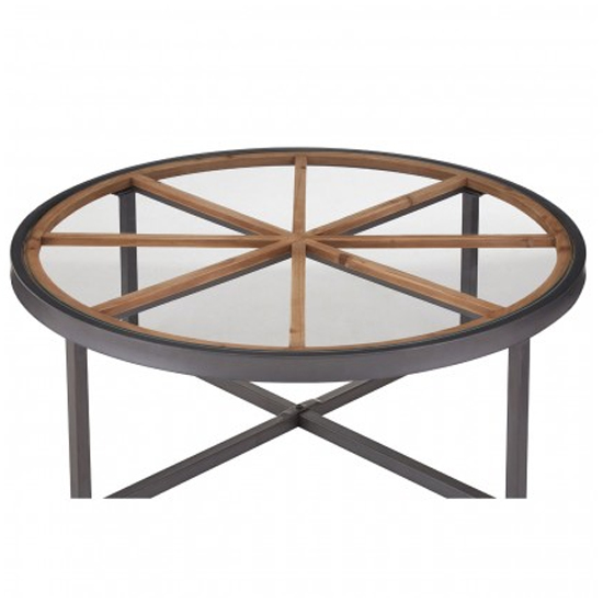 Trigona Round Glass Top Coffee Table With Black Metal Legs Furniture