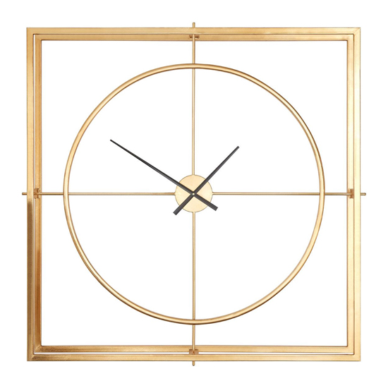 Trigona Square Metal Wall Clock In Gold Frame