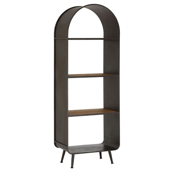 Photo of Trigona tall natural wooden shelving unit with black frame
