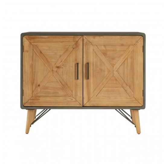Trigona Wooden 2 Doors Storage Cabinet With Grey Metal Frame_2