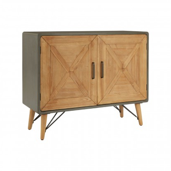 Trigona Wooden 2 Doors Storage Cabinet With Grey Metal Frame_1