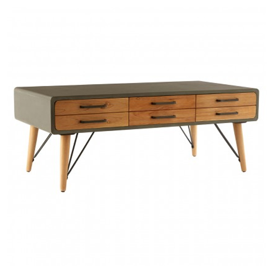 Trigona Natural Wooden Coffee Table With Black Metal Frame Furniture
