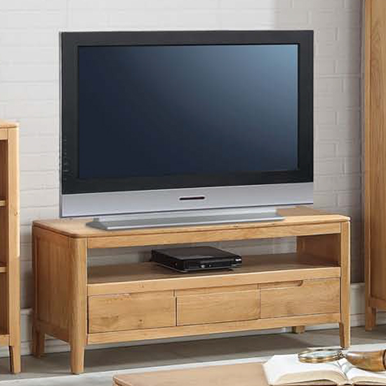 Trimble Large TV Unit In Oak With 3 Drawers Furniture in Fashion