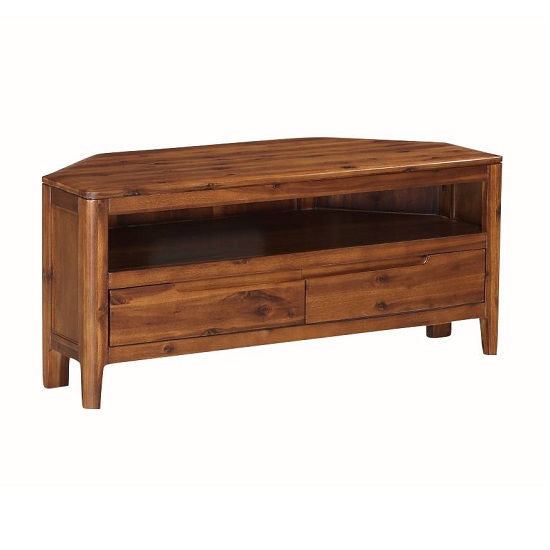 Trimble Wooden Corner TV Stand In Rich Acacia Finish Furniture in Fashion