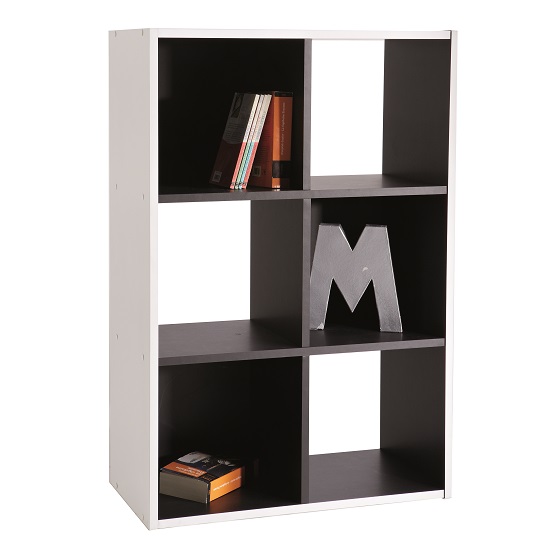 Trinity Bookcase In White And Black With 6 Compartments Furniture in