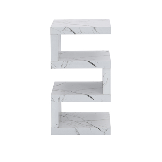 Trio High Gloss 2 Tier Side Table In Vida Marble Effect_3
