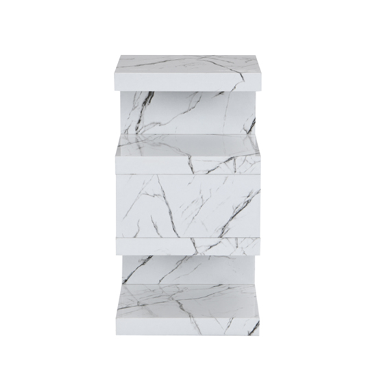 Trio High Gloss 2 Tier Side Table In Vida Marble Effect_4