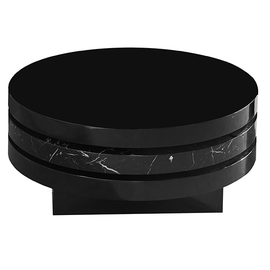 Triplo Round Rotating Coffee Table In Milano Marble Effect