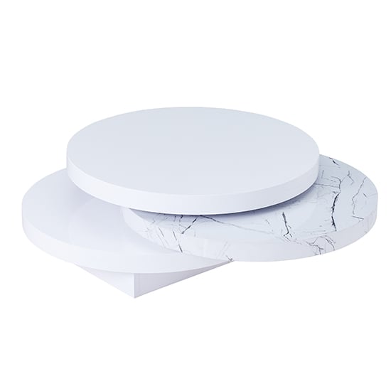 Triplo Gloss Round Rotating Coffee Table In Vida Marble Effect_3