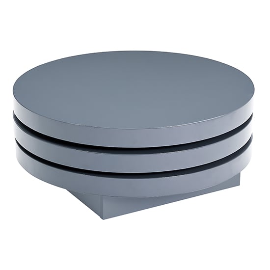 Triplo Round High Gloss Rotating Coffee Table In Grey_3