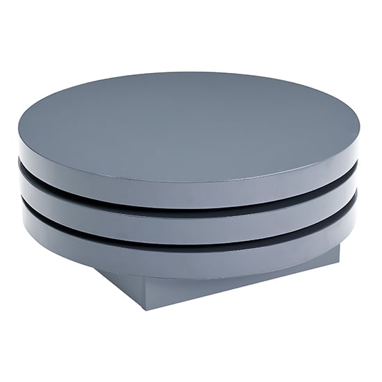 Triplo Round High Gloss Rotating Coffee Table In Grey Furniture in