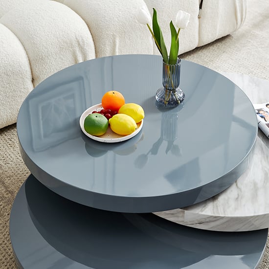 Triplo Round Rotating Coffee Table Grey Magnesia Marble Effect_5