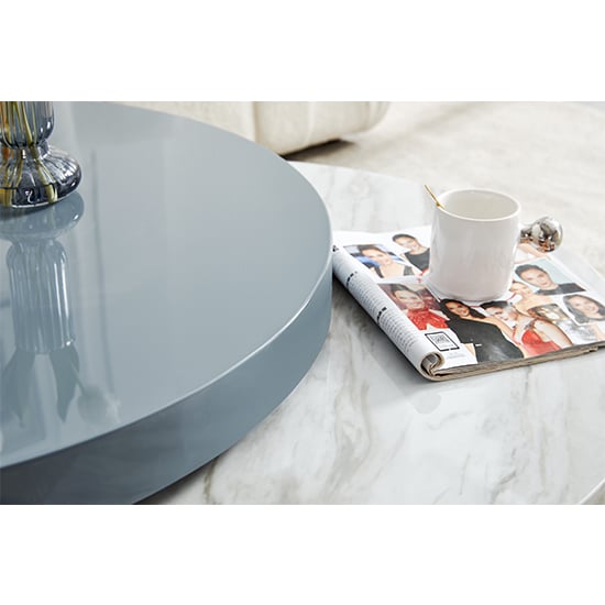 Triplo Round Rotating Coffee Table Grey Magnesia Marble Effect_7