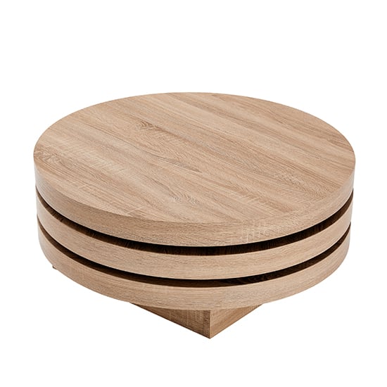 Triplo Round Wooden Rotating Coffee Table In Sanremo Oak