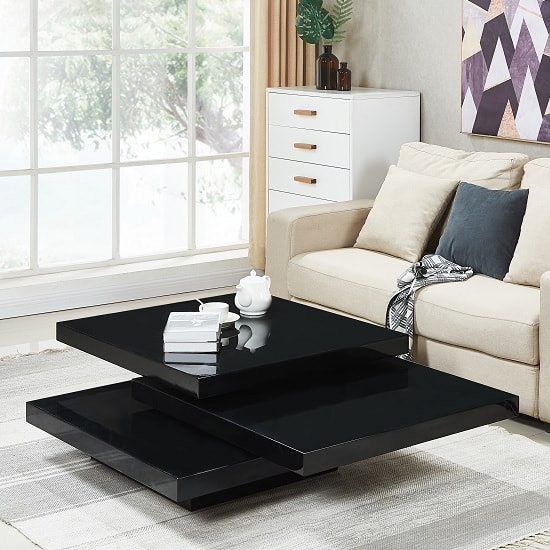 Read more about Triplo gloss square rotating coffee table in black