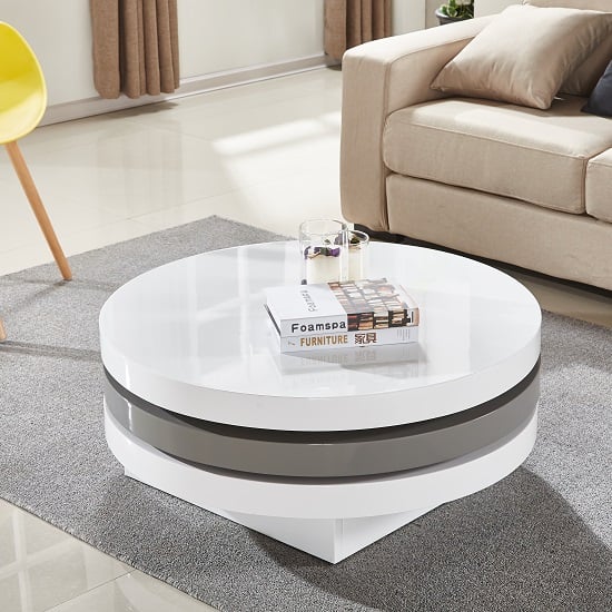 Roma Round Coffee Table In High Gloss With 4 Stools White Round Coffee Table Coffee Table Round Coffee Table Styling