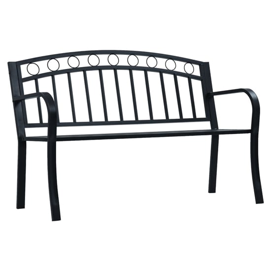 Product photograph of Trisha Steel Garden Seating Bench In Black from Furniture in Fashion