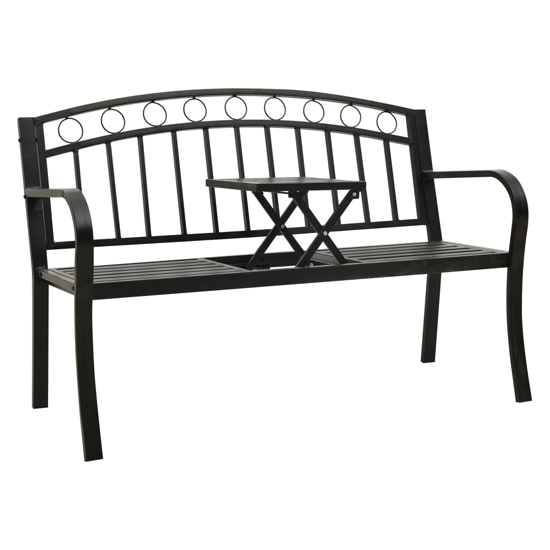 Read more about Trisha steel garden seating bench with tea table in black
