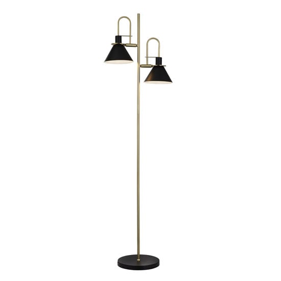 Product photograph of Trombone 2 Floor Lamp In Black And Brass from Furniture in Fashion