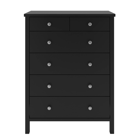 Tromso Wooden Chest Of Drawers In Black With 6 Drawers FiF