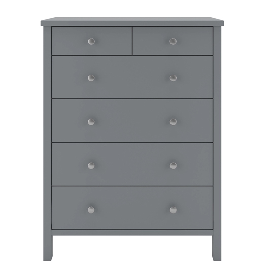 Tromso Wooden Chest Of Drawers In Grey With 6 Drawers FiF