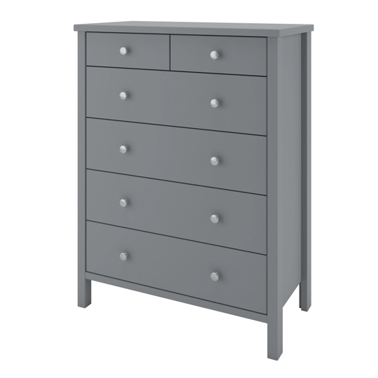 Tromso Wooden Chest Of Drawers In Grey With 6 Drawers FiF