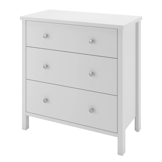 Tromso Wooden Chest Of Drawers In White With 3 Drawers FiF