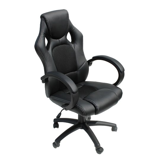 Dayton Faux Leather And Fabric Gaming Chair In Black