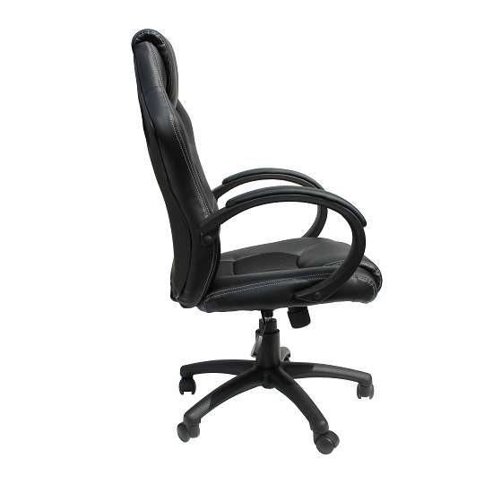 Donnie Home Office Chair In Black Fabric And Faux Leather_4