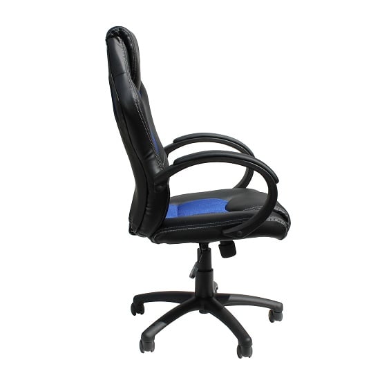Donnie Home Office Chair In Blue Fabric And Black Faux Leather_3