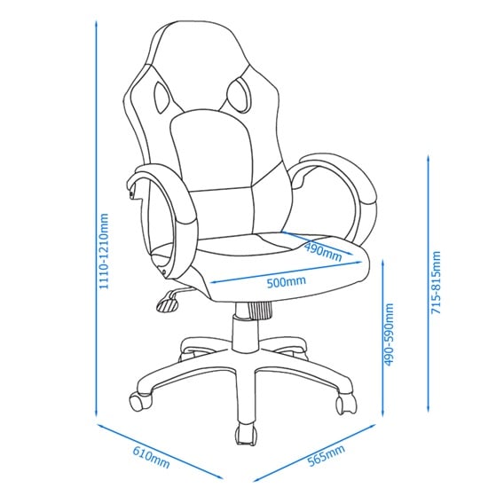Dayton Faux Leather And Fabric Gaming Chair In Blue And Black_5