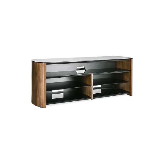 Trosper Wooden TV Stand In Walnut With Sound Bar Shelf FiF