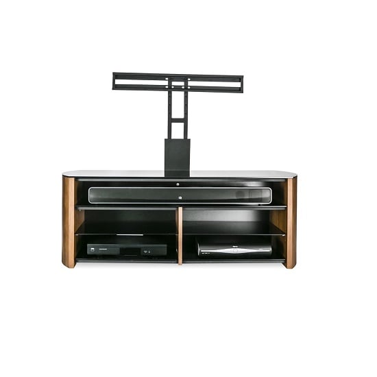 Trosper Wooden TV Stand In Walnut With Sound Bar Shelf FiF