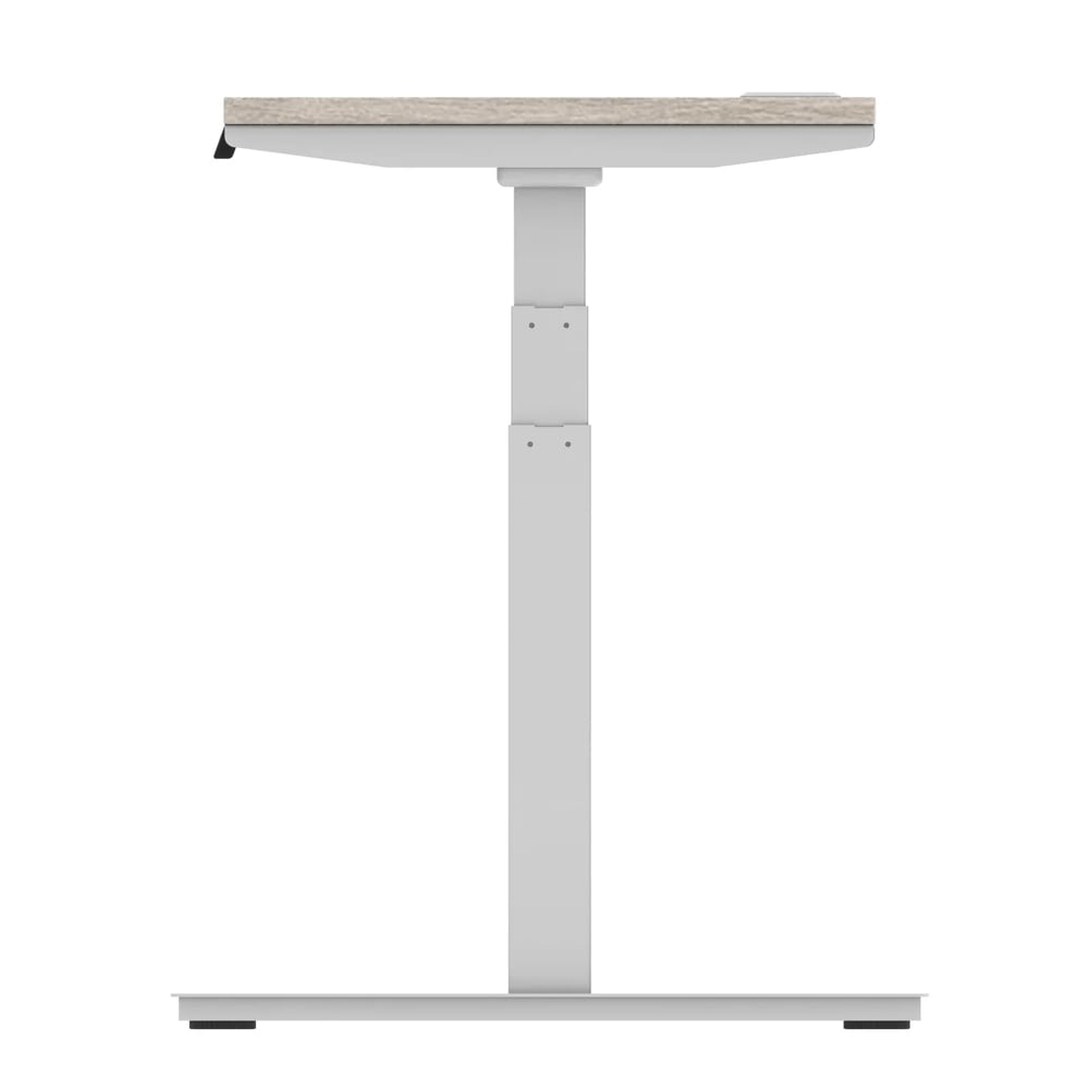 Troy 120cm Wooden Adjustable Laptop Desk With Silver Legs In Grey Oak