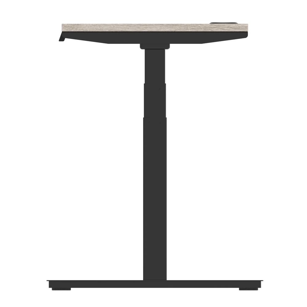 Troy 140cm Wooden Adjustable Laptop Desk With Black Legs In Grey Oak