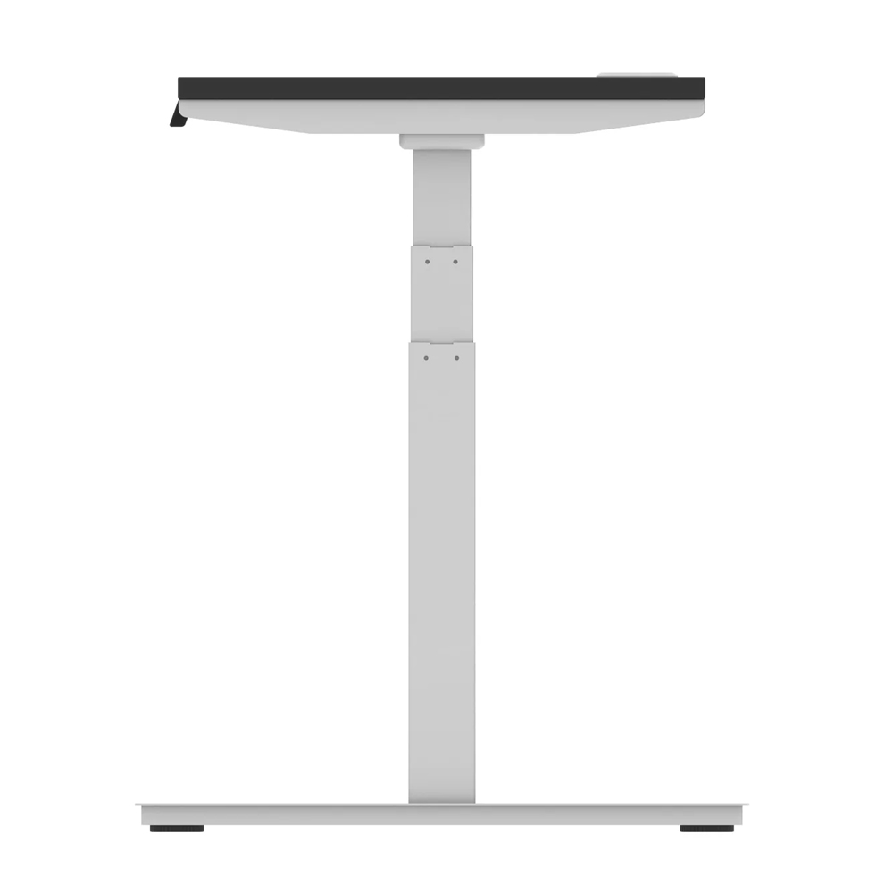 Troy 140cm Wooden Adjustable Laptop Desk With Silver Legs In Black