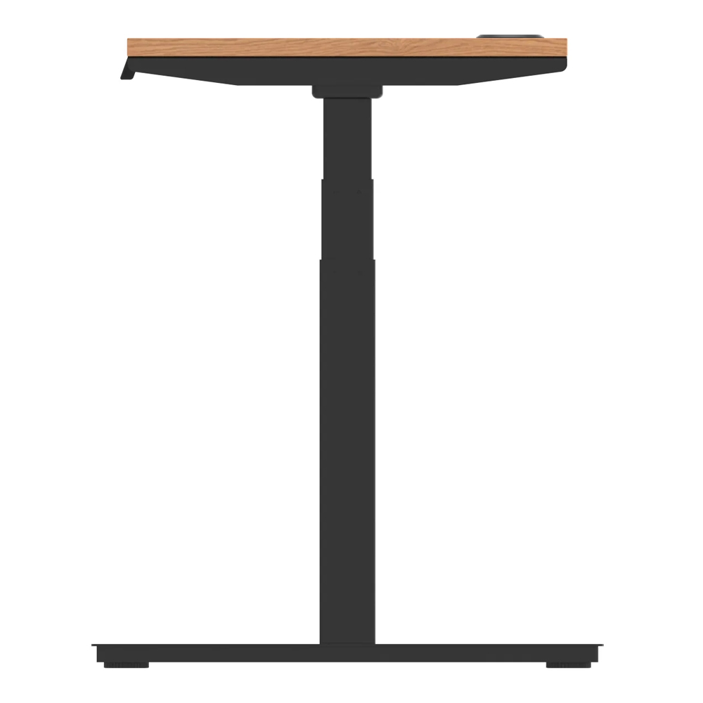 Troy 160cm Wooden Adjustable Laptop Desk With Black Legs In Oak