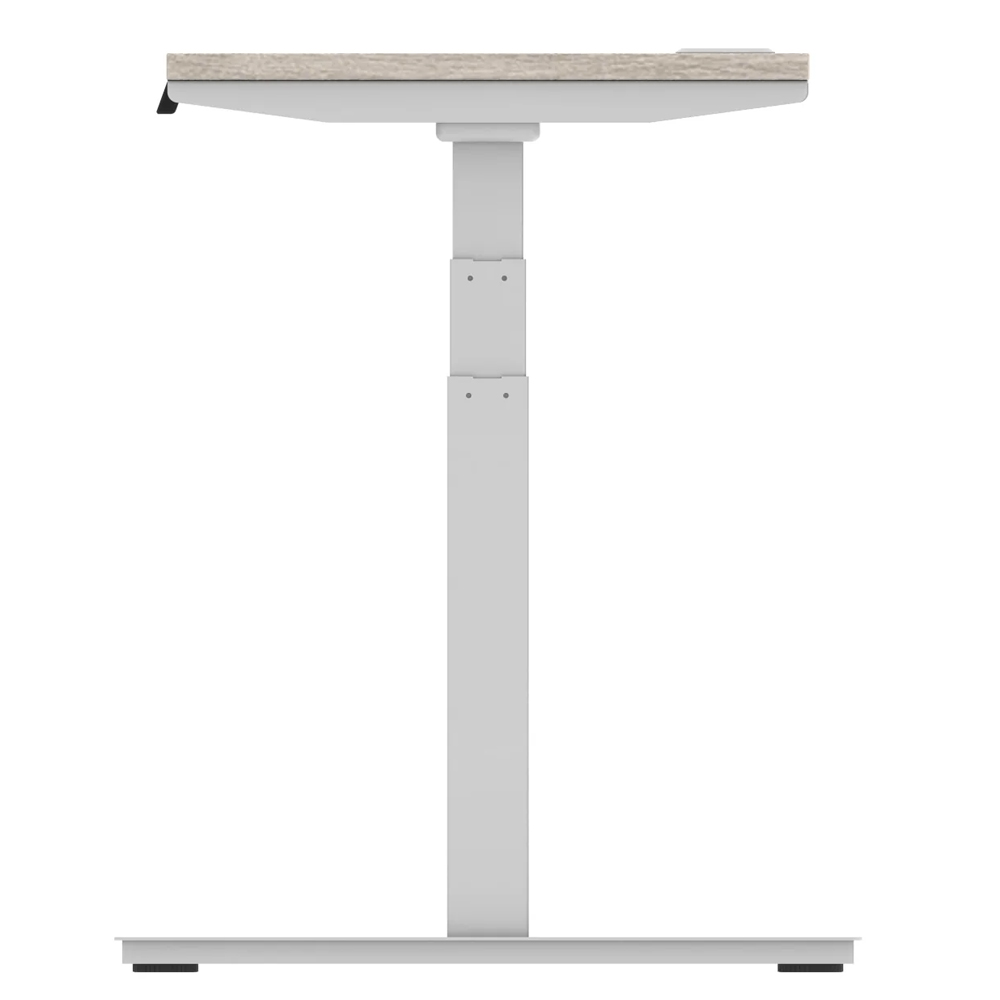 Troy 160cm Wooden Adjustable Laptop Desk Silver Legs In Grey Oak