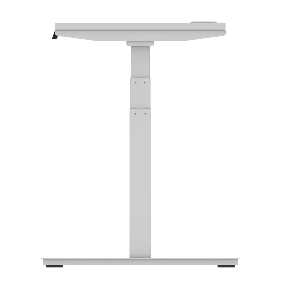 Troy 160cm Wooden Adjustable Laptop Desk With Silver Legs In White